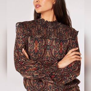 Burgundy Paisley Longsleeve Blouse